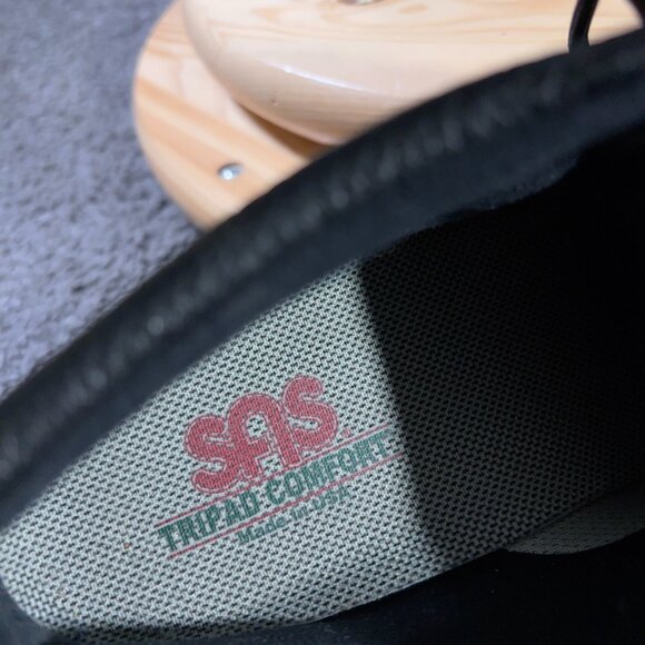 SAS Alpine Ankle Boots Women Size 8 Extra Wide Black Pebbled Leather Made in USA - Picture 6 of 8